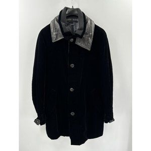 Giorgio Armani Black Velvet Parka With Hoody Size 54/XL Made In Italy